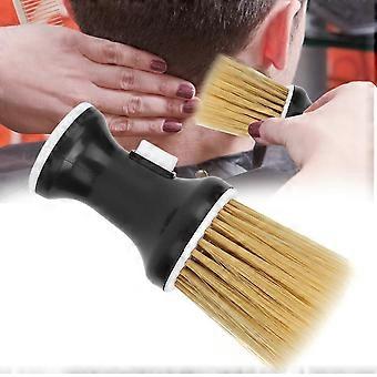 Barber Neck Duster with Soft Nylon Bristles and PressActivated Powder Dispenser, Professional Salon Brush Black