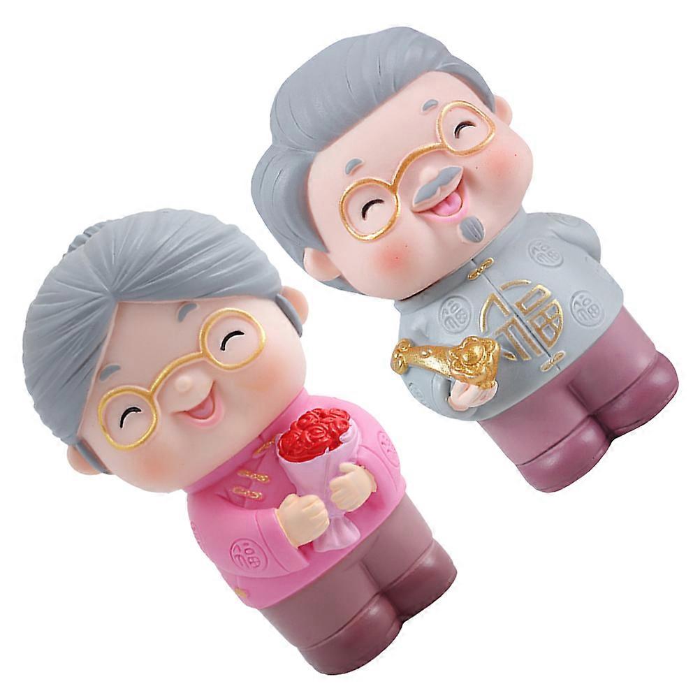 Birthday Bake Decor Cake Decor Elder Statue 2Pcs Creative Design