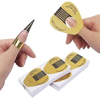 Nagelformer, 200st Akryl Nail Former, Guld Hästsko Nail Extension Tips, Nail Forms