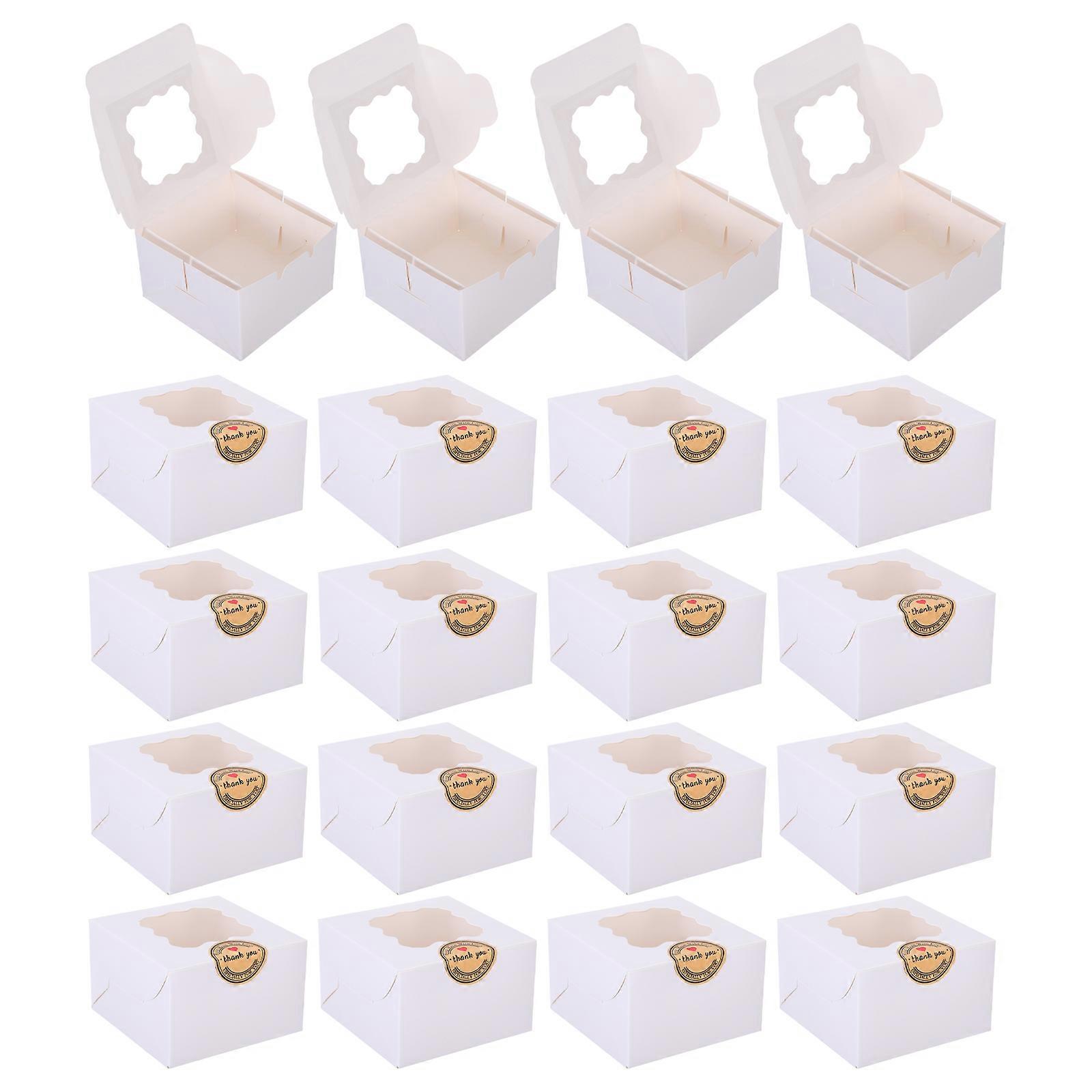80Pcs White Cookie Boxes for Macaron with Transparent Window Design