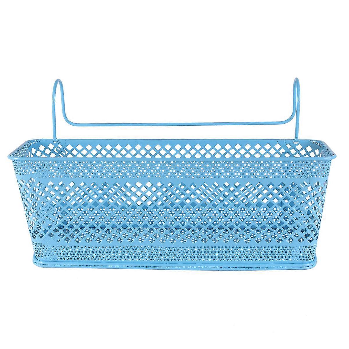 Blue Iron Storage Basket Rectangular for Home Hanging 1Pcs Practical Use