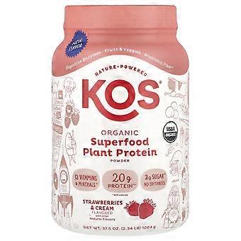 KOS, biologisch superfood plantaardig proteïnepoeder, aardbeien & room, 2,34 lb (1.064 g)