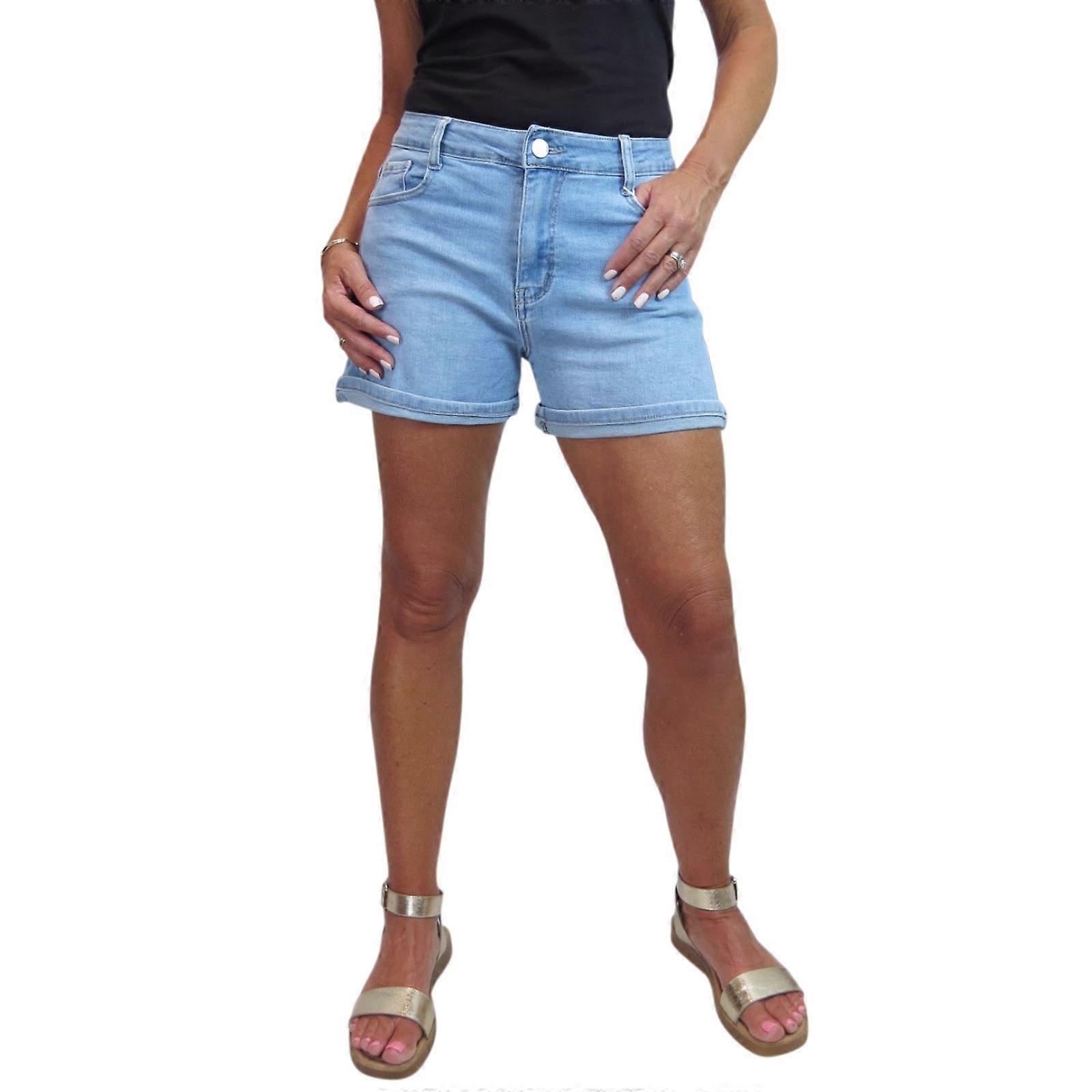 Stretch Denim High Waist Shorts