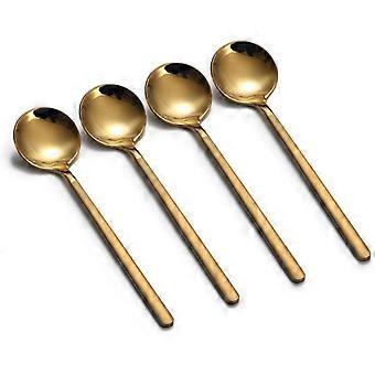 8 pcs Mini cuillères à café cuillères à café 5,3 pouces or mat givré poignée cuillères à thé en acier inoxydable