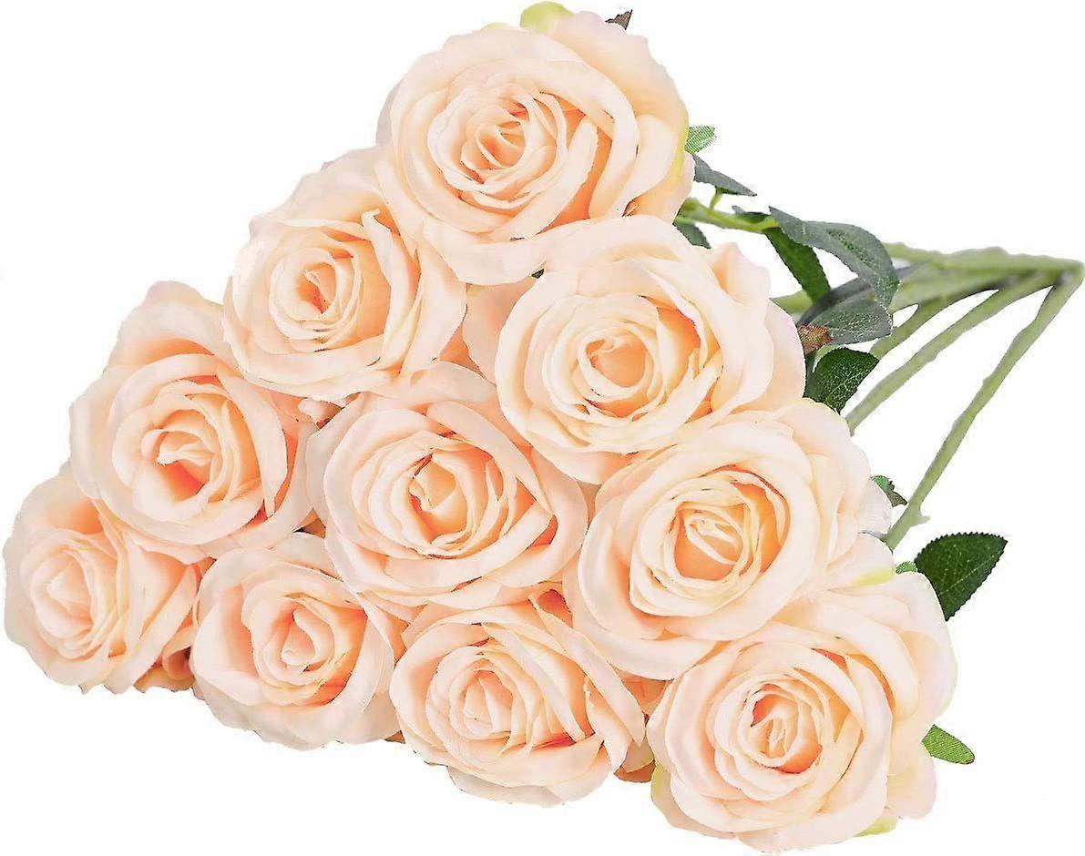 Artificial Silk Rose Flowers Single Stem 10pcs