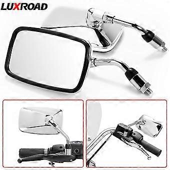 QX Motorcycle 360 Rotation Adjustable Chrome Rearview Mirror 10mm Bolt Thread For Honda Yamaha Street Sports Bike Chopper Cruiser
