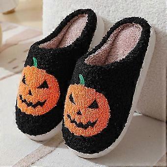 Halloween pumpkin cartoon warm winter cotton slippers for men and women couples home indoor cotton slippers