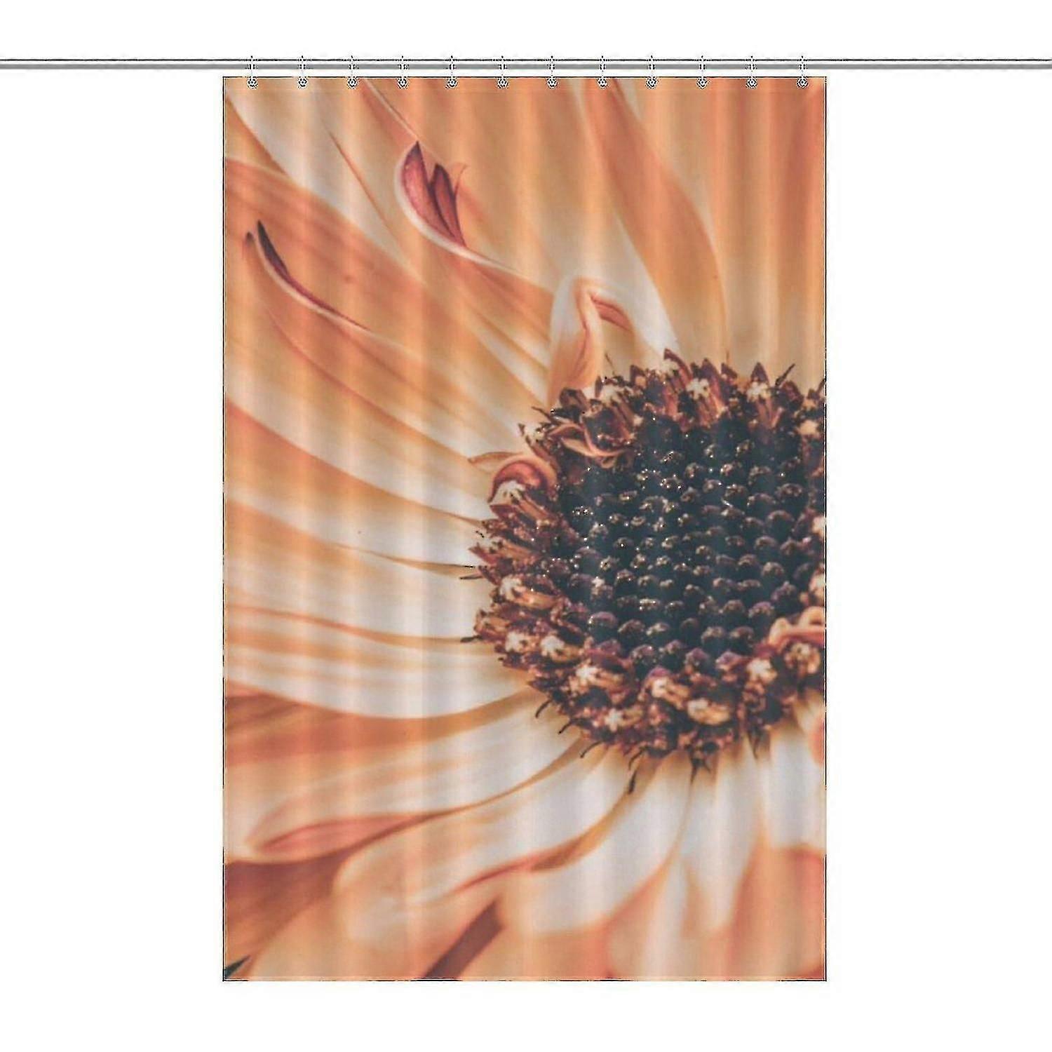 Orange Sunflower Print Shower Curtain Set