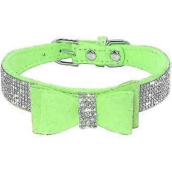 Rhinestone Dog Collar, Cute Dazzling Sparkling Soft Suede Leather Dog Cat Rhinestone Collar Crystal Diamond Pet Dog Pupp
