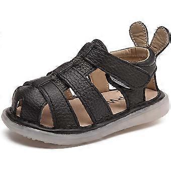 Baby Boys Girls Closed Toe Summer Sandals Lightweight Non-Slip Soft Sole Leather Athletic Sandals Outdoor Toddler First Walking Shoes