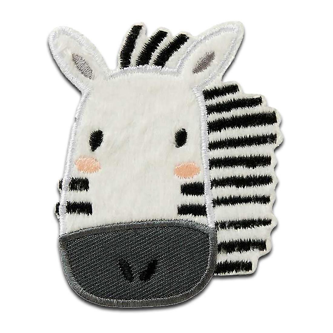 Zoo Animals Zebra - Patch, Iron-on patch, Iron on, Size: 7.5 x 6 cm