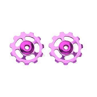2Pcs Aluminum Alloy Bike Wheel Rear Derailleur Pulley 11T for (Purple)