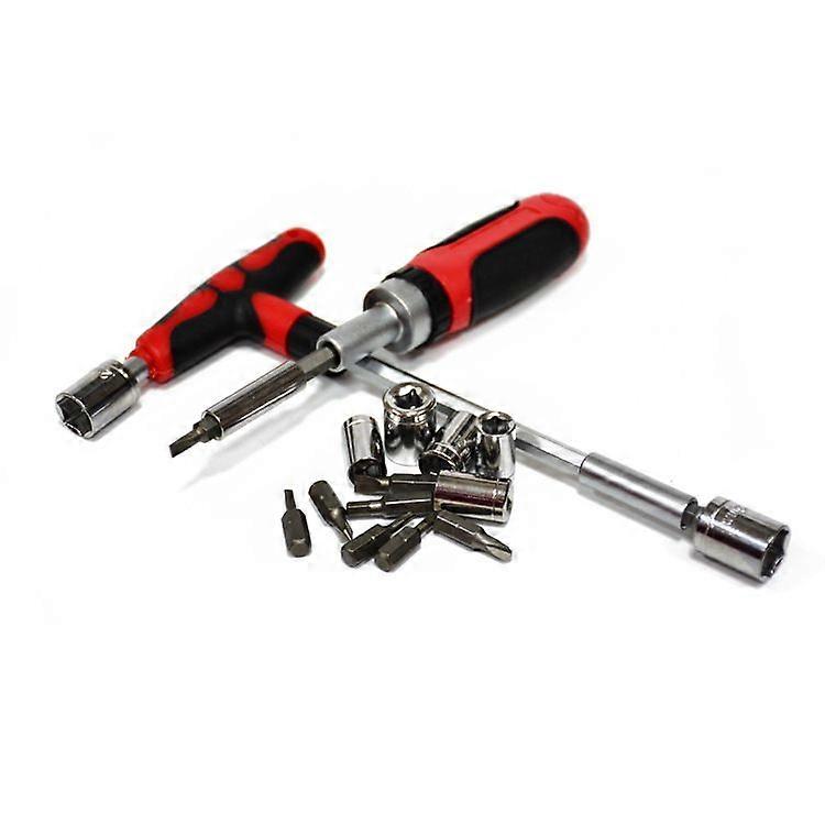Ratchet Screwdriver Box + 29 Bits, Red, One Size