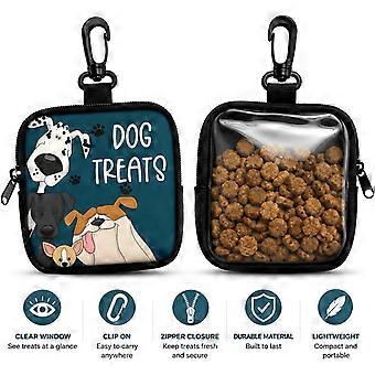 Portable Dog Treat Pouch with Zipper and Clip, Nylon Training Treat Bag for Walking and Daily Reward