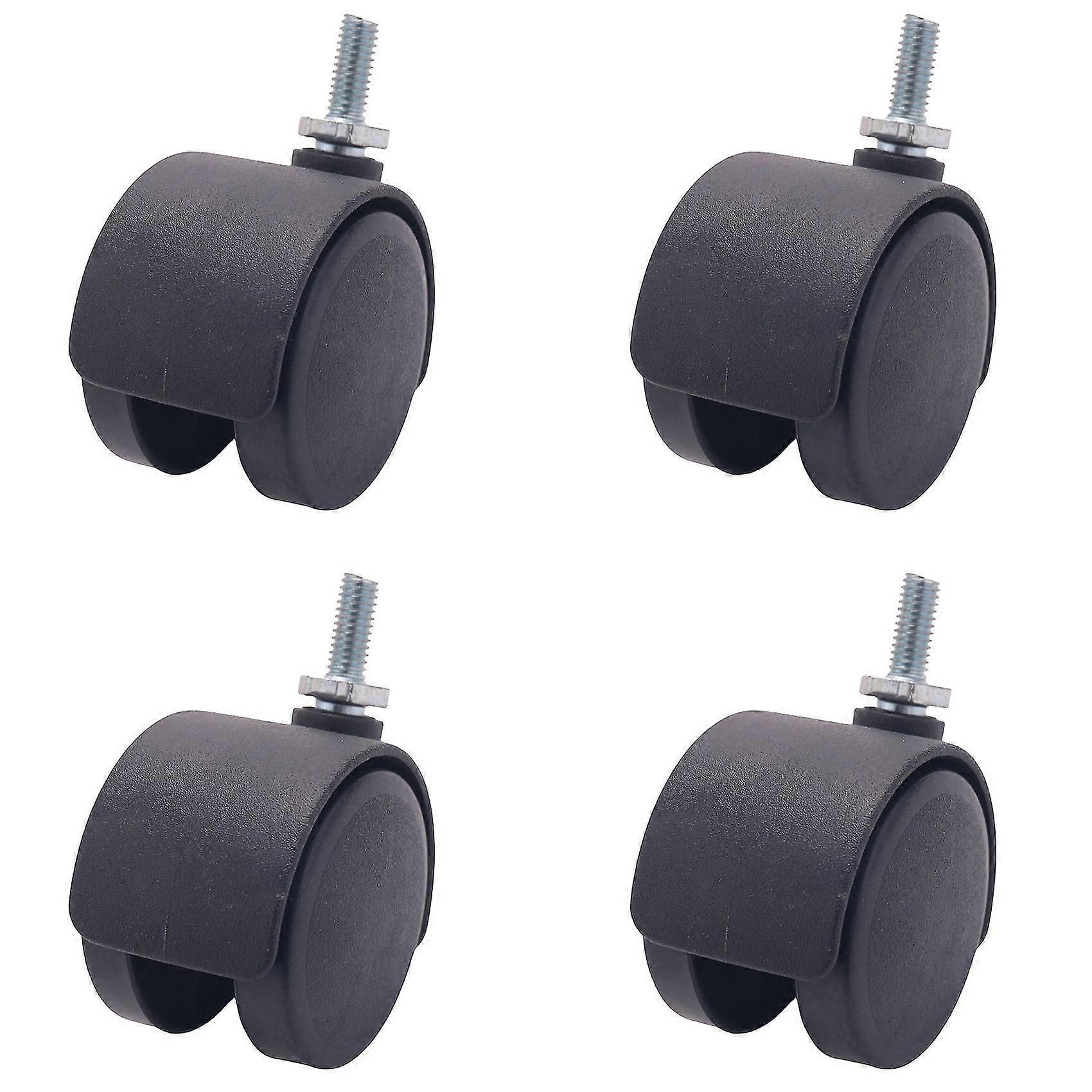 6mm Threaded 40mm Dual Wheel Rotatable Caster Black-ytre