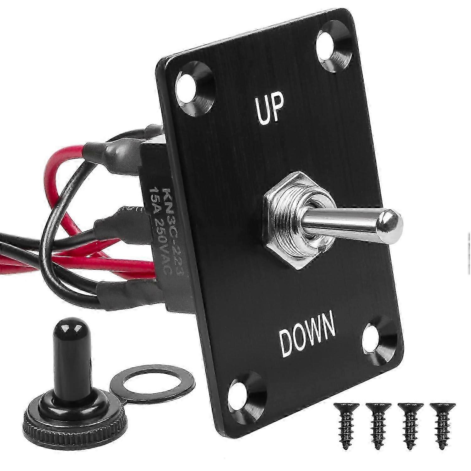 Button Switch Rocker Switch Toggle Switch Self Reset Six Pin Three Position UP/Down Prewired Power Transfer Switch with Mounting Plate Waterproof Cap