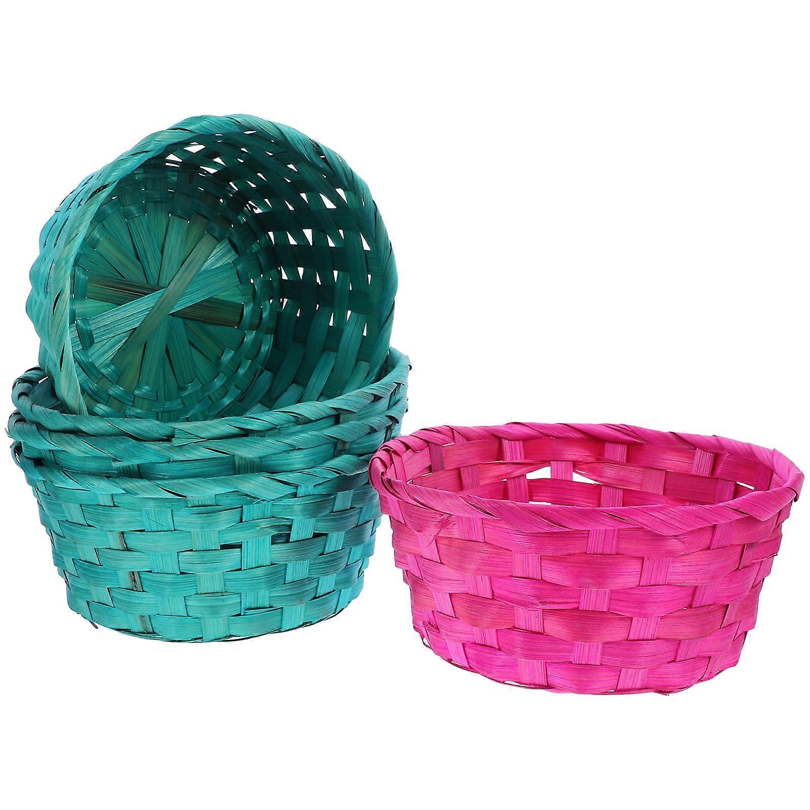 5pcs Tabletop Bamboo Woven Storage Basket Fruit Container Easter Egg Baskets