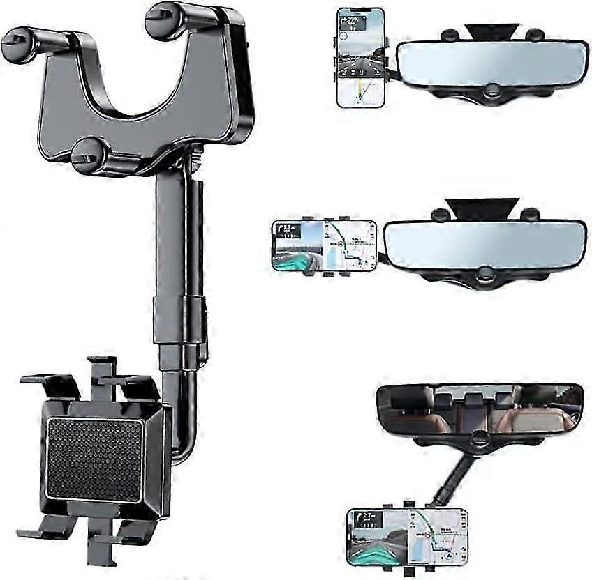 360RotatableandRetractableCarPhoneHolderCarRearviewMirrorBracket,MultifunctionalAdjustableUniversalPhonesHolder