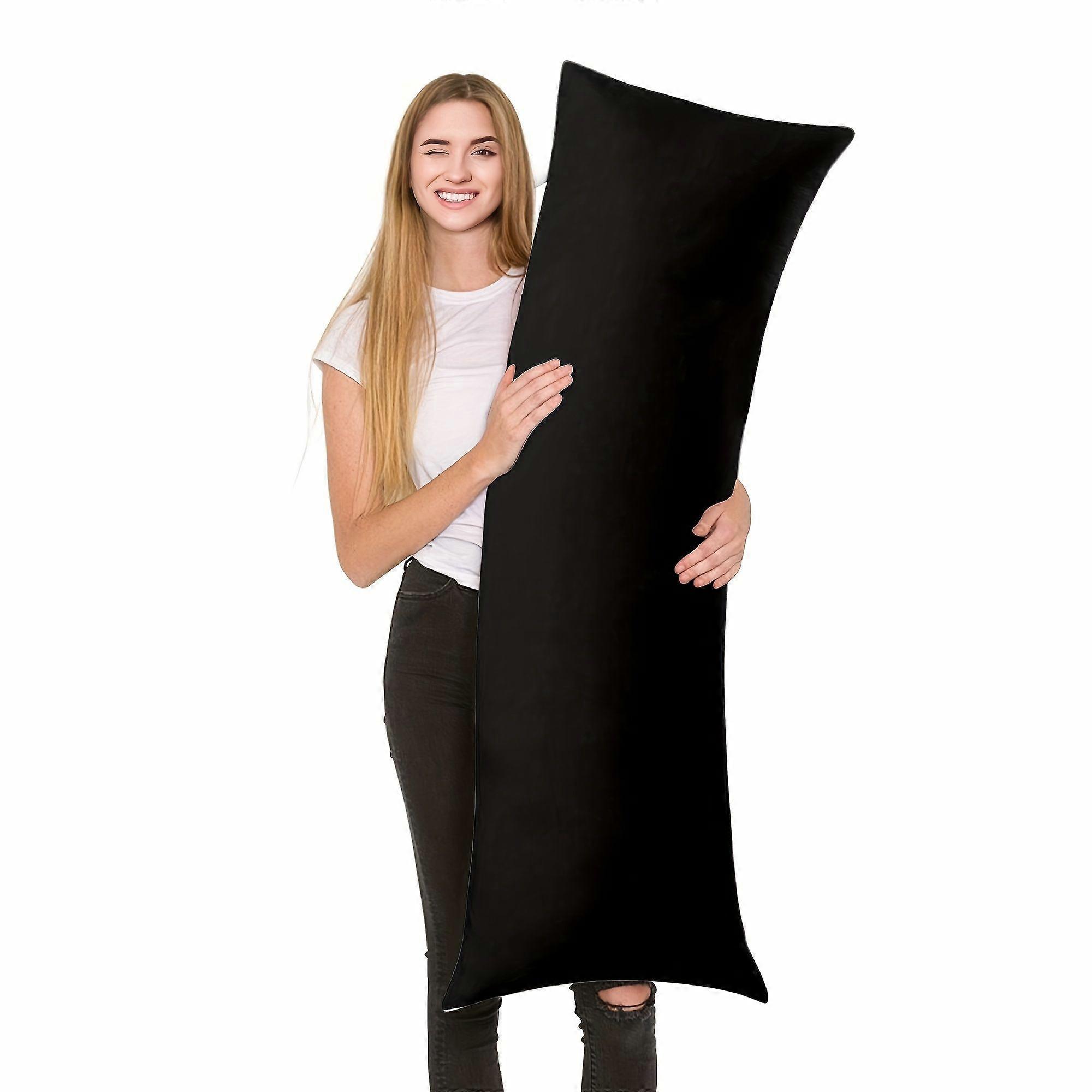 1 Rectangular Pillow Case, 50.8x137.16 cm, Double-sided Printing, Machine Washable, No Pillow Core, Plain, Solid, White.-Basdz