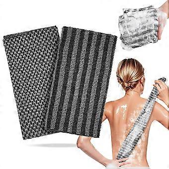 Exfoliating Shower Towel 2 Pack Long Back Body Scrubber Gentle QuickDry for Sensitive Skin Black Gray