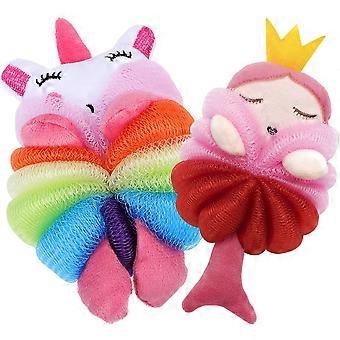 2pcs Kleinkind verwenden Cartoon Badekugel Mild Kinderfreundlich Dusche Loofah Ablenkung Spielzeug Loofah