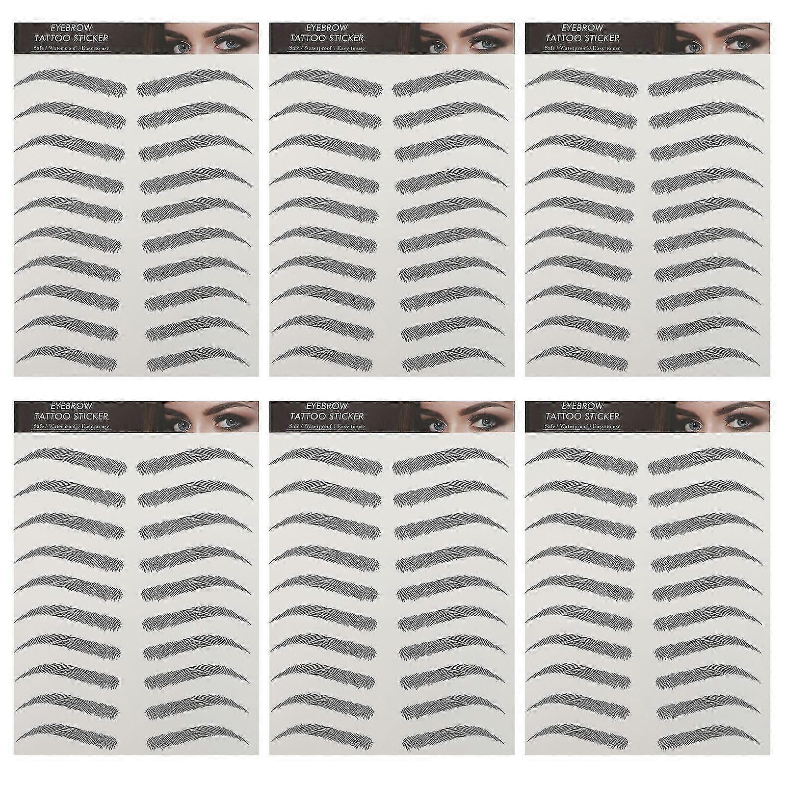 6 Sheets 3D Eyebrows Stickers False Eyebrows Tattoos Temporary Eyebrows Tattoos
