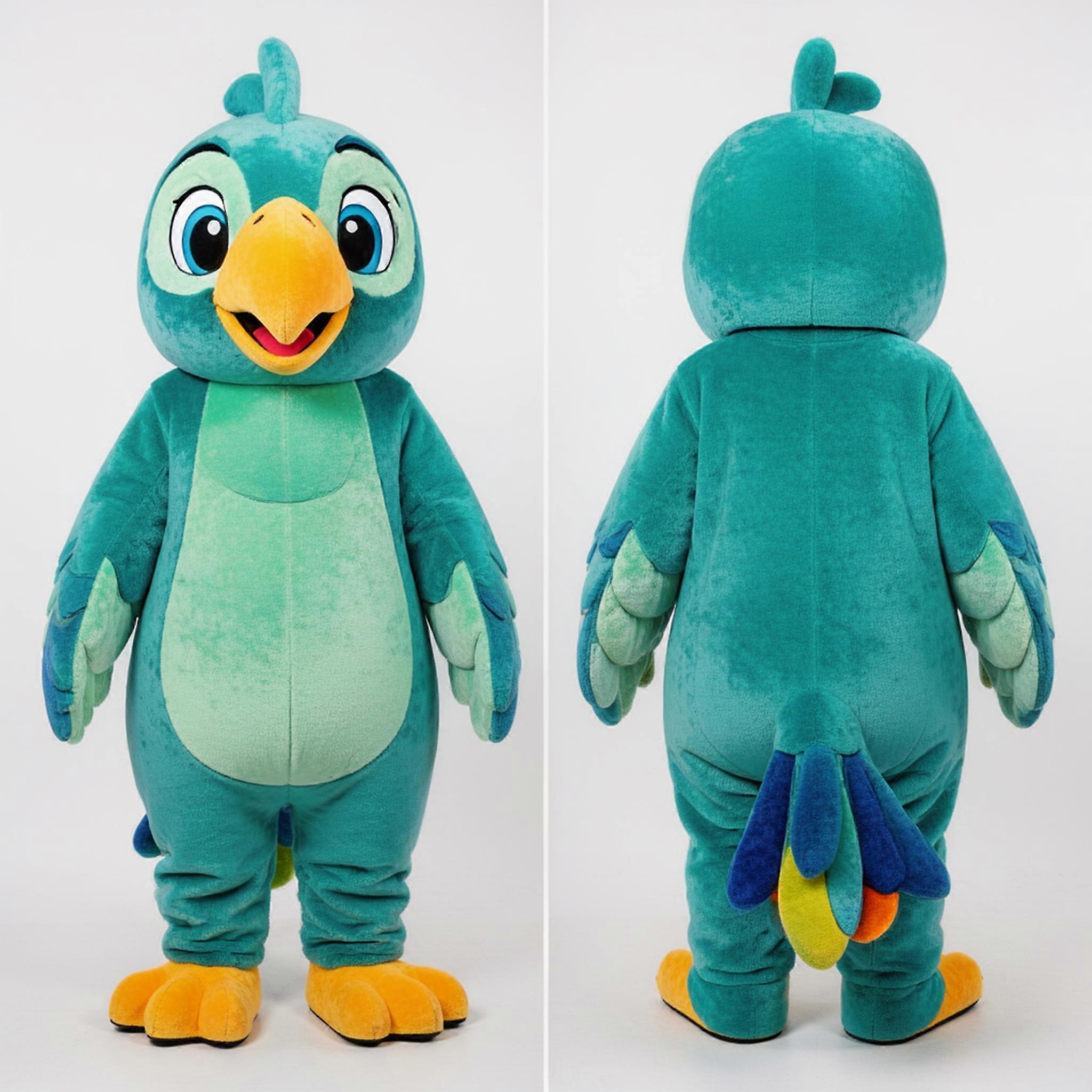 MASTICOT Teal Feathered Parrot Mascot