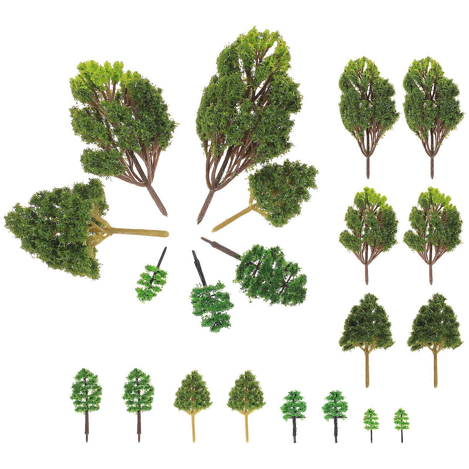 Miniature Tree Model for Decor 28Pcs Plastic Tree DIY Decorations