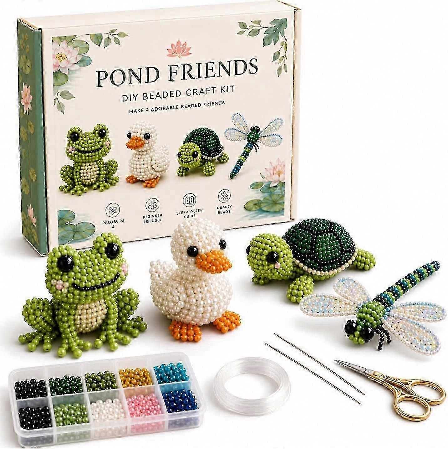 4Pcs 3D Beaded Animal Craft Kit