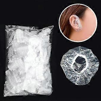 Barsinfi pol 100 Pieces Of Transparent Earmuffs Shower Waterproof Hair Coloring Earmuffs Caps
