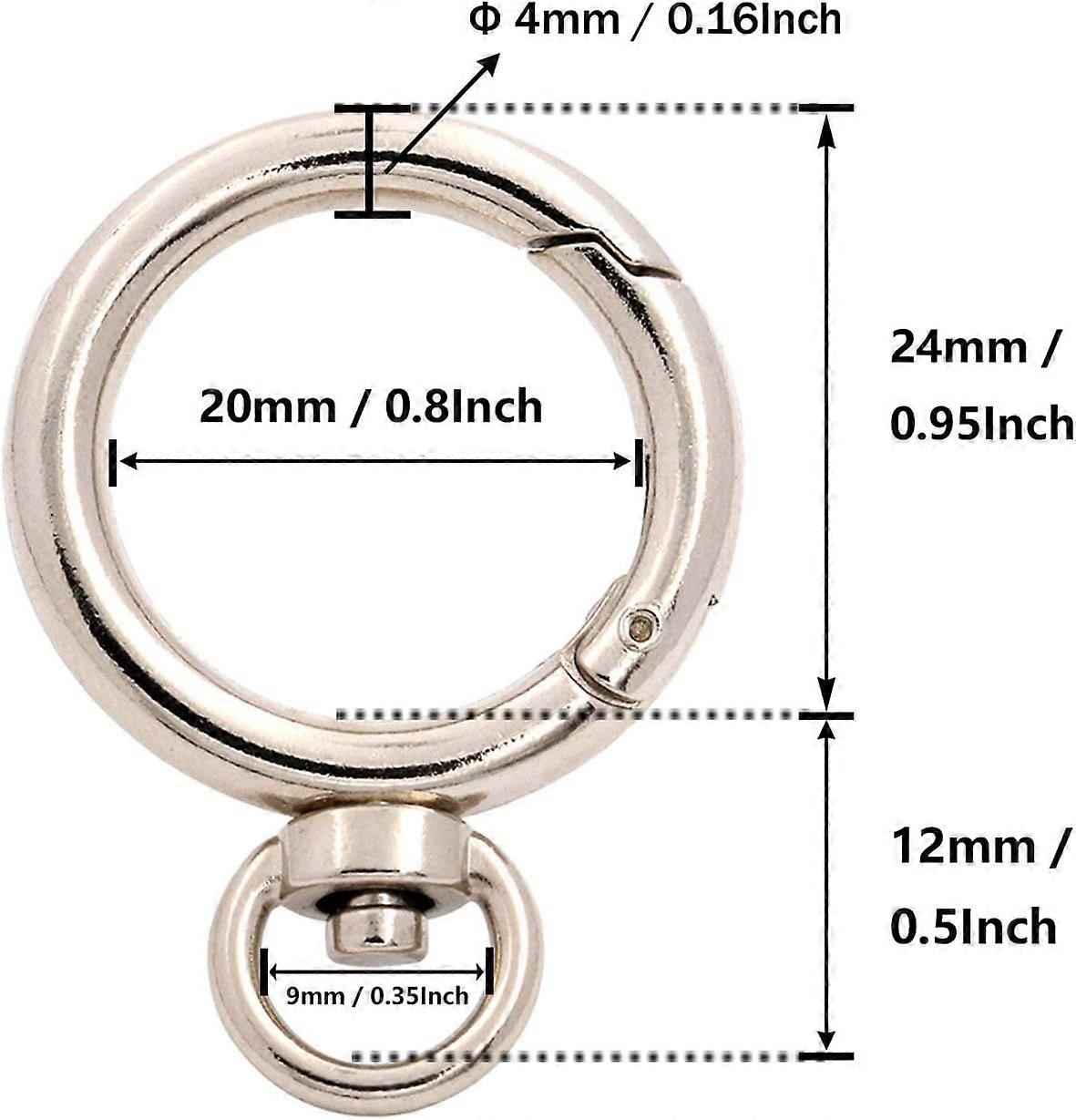 Spring Gate Ring with Swivel Loop O-Ring Clasp Push Gate Snap Hook Bag Clasp Spring Buckle
