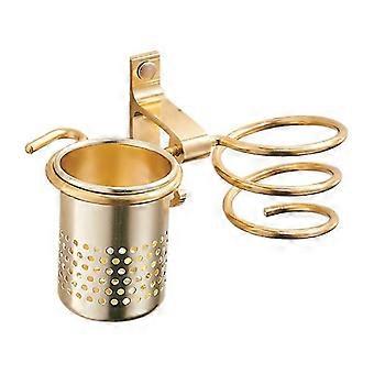 Hair Dryer Holder With Cup Households Rack Hair Blow Dryer Shelf Metal Wall Mount Bathroom Accessories Gold Hair Dryer Rack Gold@q