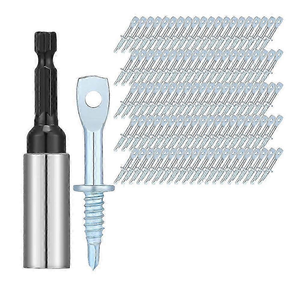 100 peças de parafusos auto-roscantes de 2 polegadas com olhal de zinco e 1 chave de fenda de 2-5/8 polegadas, parafuso auto-perfurante resistente com olhal