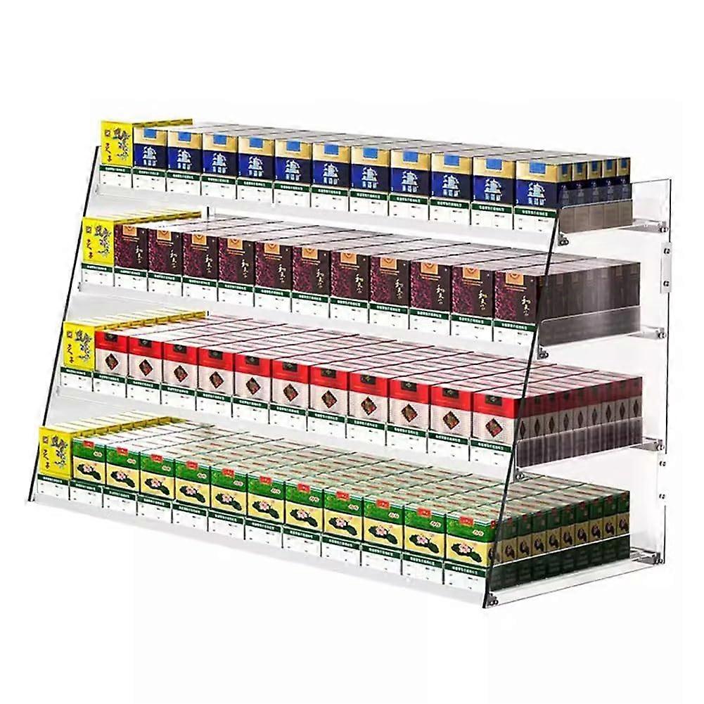 Automatic Acrylic Cigarette Display Rack with Front Push Design, Clear MultiTier Shelf for Retail Stores