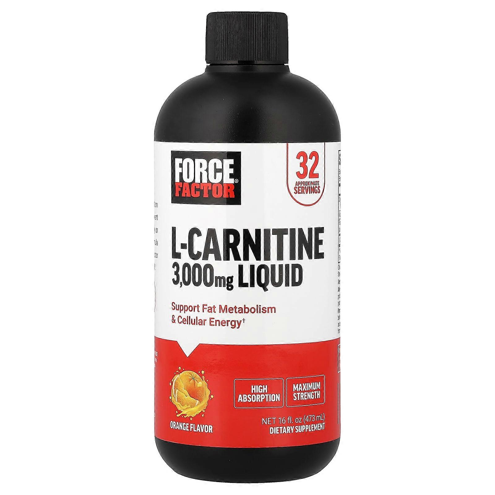 Force Factor, L-Carnitine Liquid, Orange, 16 fl oz (473 ml)