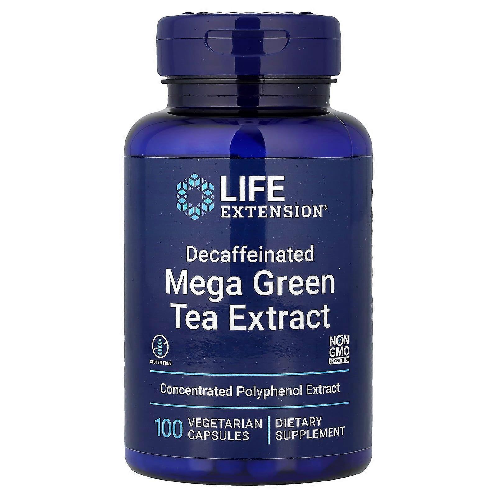 Life Extension, Mega Green Tea Extract, Decaffeinated, 100 Vegetarian Capsules