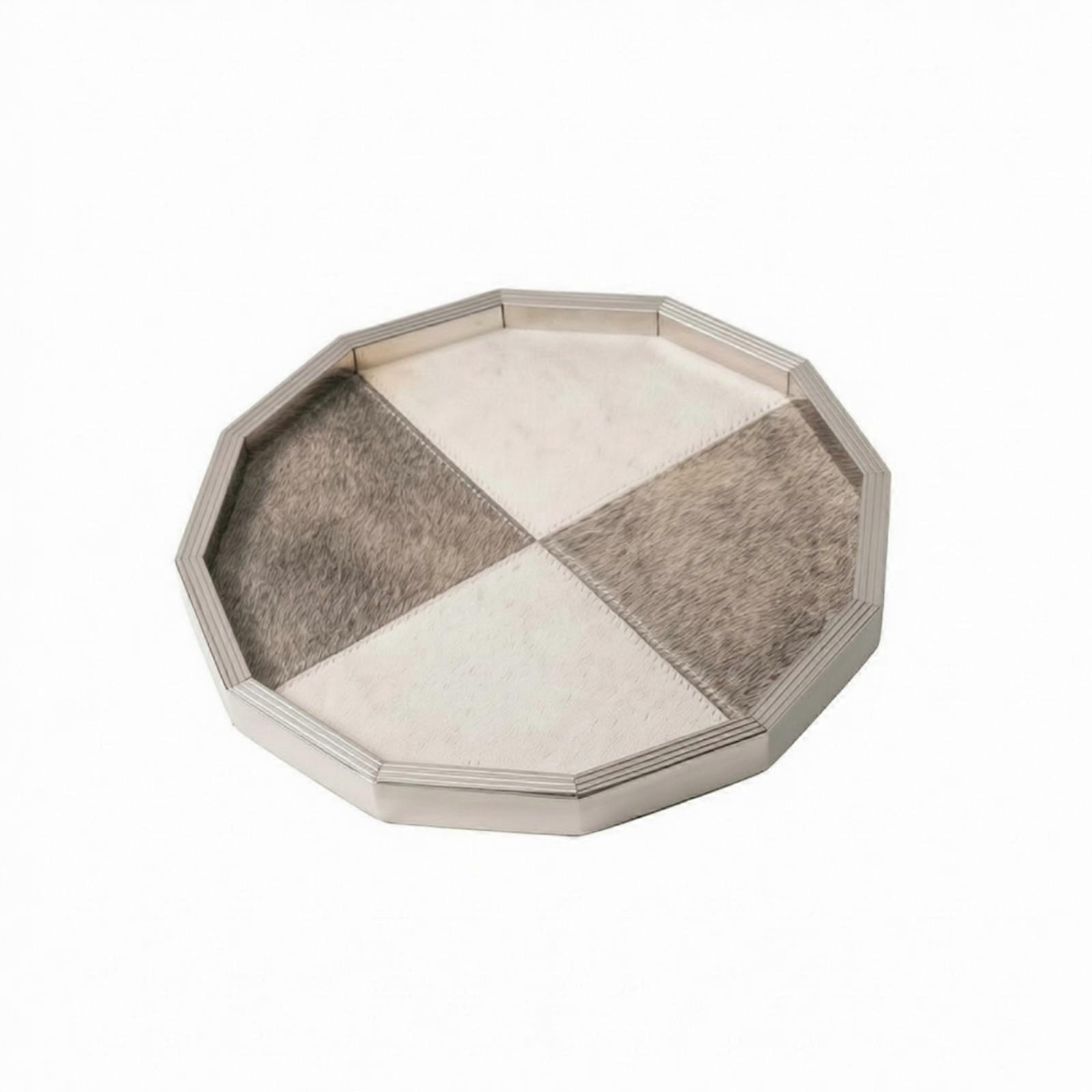Octagonal Tray Decorative Tray with Patchwork Surface Polygonal for Coffee Table