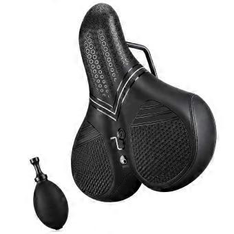 Inflatable Cycling Saddles Wide Seat Cushions with Wide Profile, Breathable Leather Top, Deflation Valves, and Included Hand Pump for Cycling