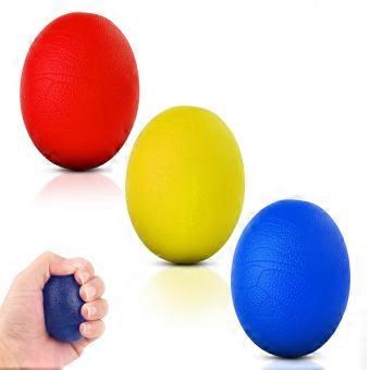 3 esferas de silicone em formato de ovo para terapia da mão.