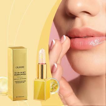 1Pcs OUHOE Gold Foil Moisturizing Lipstick, a hydrating and glossy lip gloss that gently nourishes and moisturizes the lips.