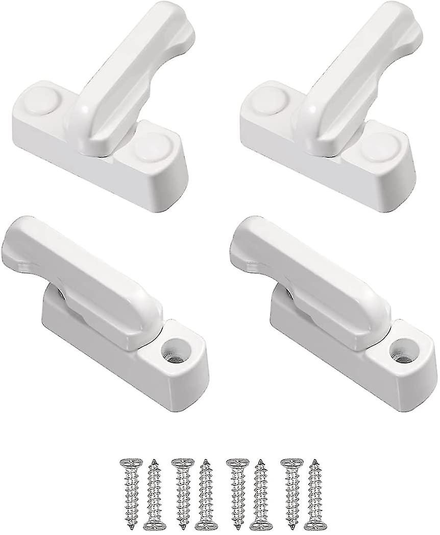 4pcs Security Locks, Window Rotation Limiter With Screws, White Window Locks,