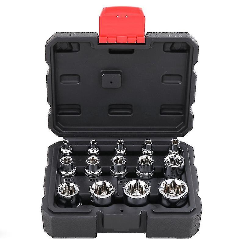 14pcs 3/8 pulgadas 1/2 pulgada, 1/4 pulgada, E-torx Star Socket Set