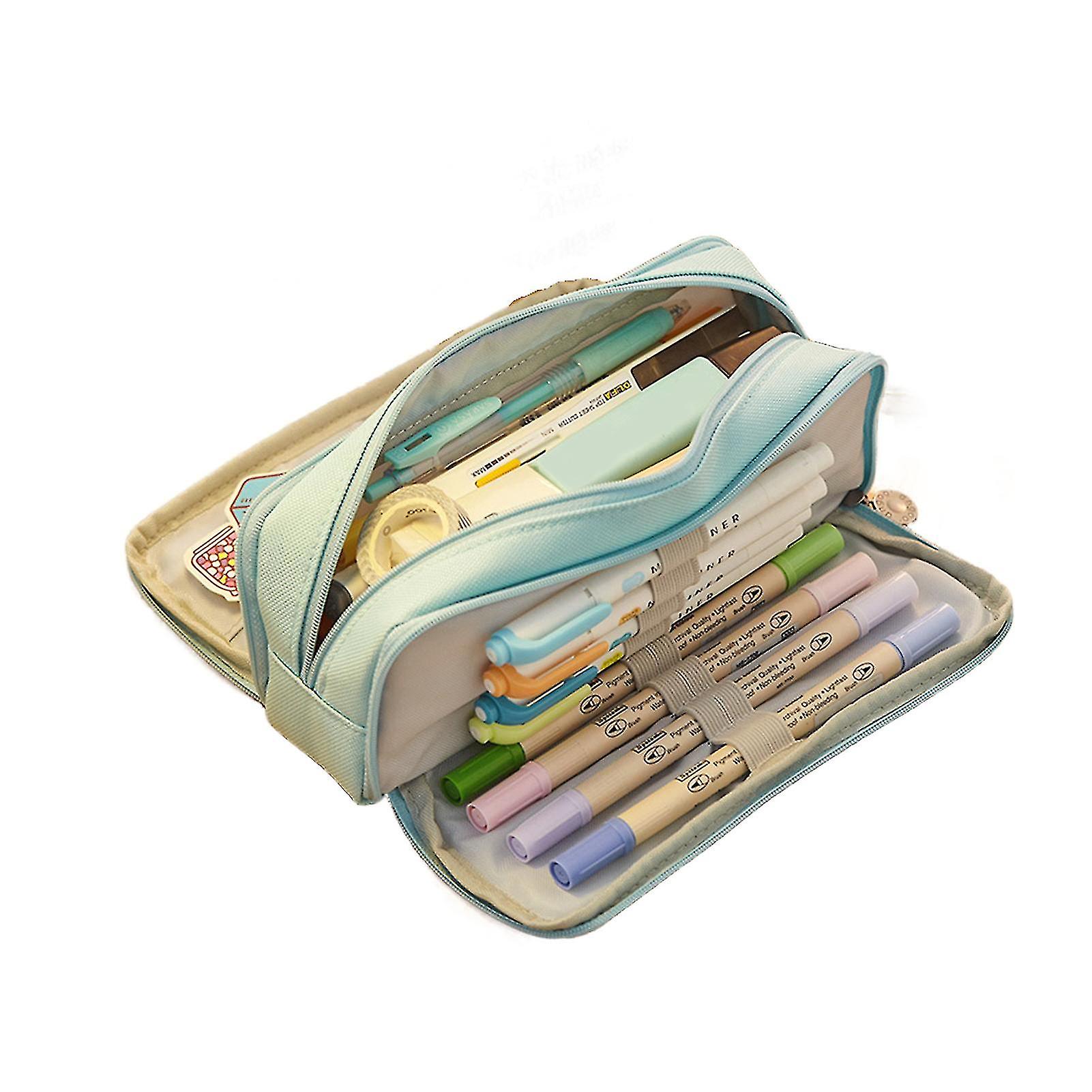 Zipper Pencil Case With Multi Compartments Large Capacity Student Pencil Pouch
