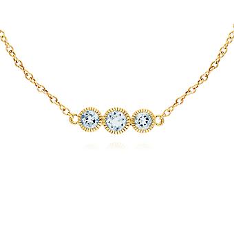 Classic Round Aquamarine Three Stone Milgrain Bracelet in...