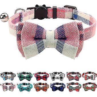 Katzenhalsband mit Sicherheitsschnalle und Glocke, Katzenhalsband mit Schleife für Mädchen und Jungen Kätzchen, Pink, 1pc