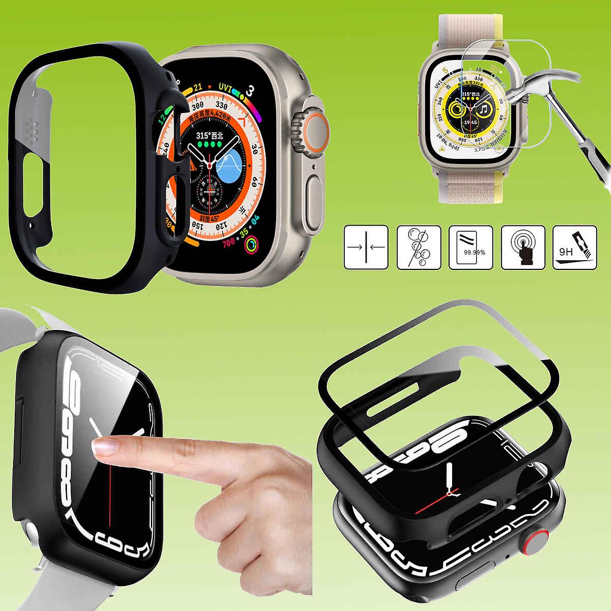 适用于 Apple Watch Ultra 1+2 49 毫米表壳保护套 + H9 钢化玻璃