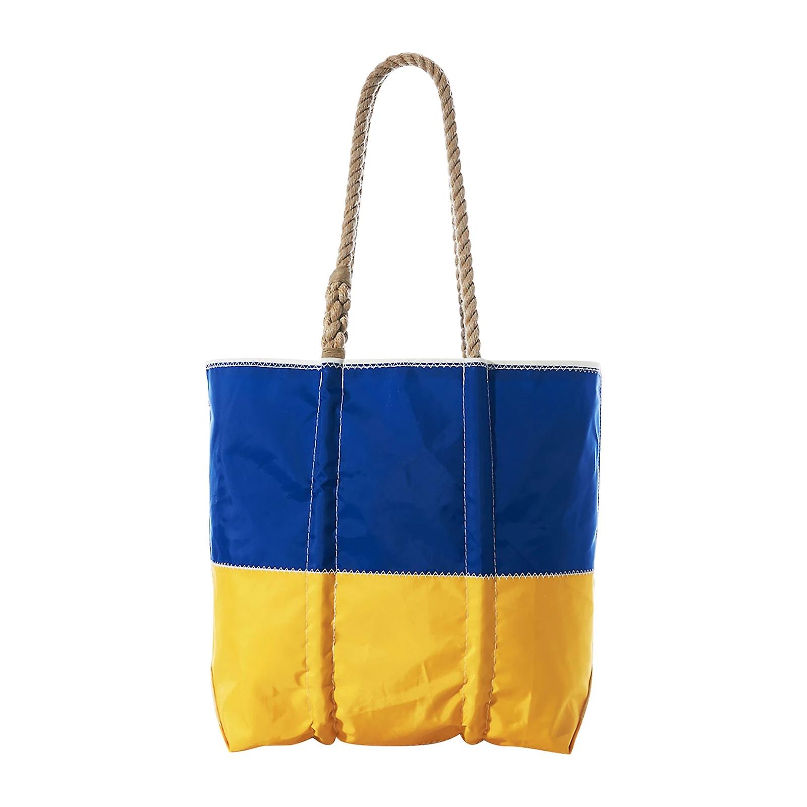 Yellow and blue canvas handbag Beach handbag yellow blue canvas bag