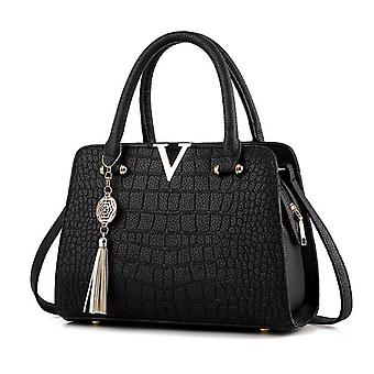 Women girl Handbag V Shaped Fashion Crocodile Pattern Shoulder Bag