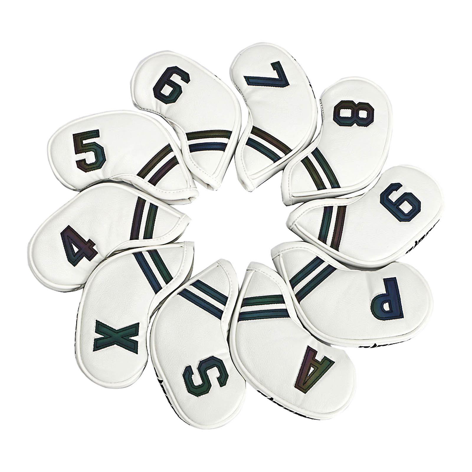 מארז 10 PU מועדון גולף כיסויי ראש ברזל מגן לנשים גברים כיסוי ראש לבן