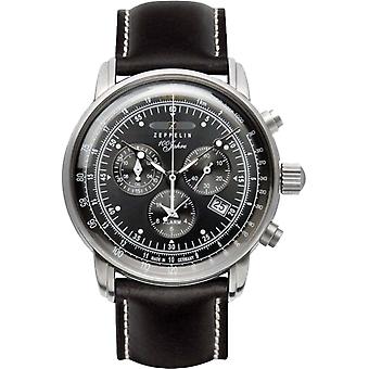 Zeppelin Watch 7680m-2 Chronograph Quartz Alarm Man Watch Analog Quartz with Cowhide Bracelet 7680M-2